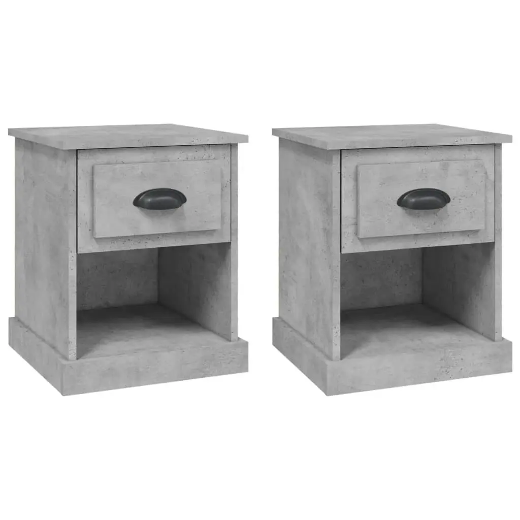 Bedside Cabinets 2 pcs Grey 39x39x47.5 cm Engineered Wood Nightstand Storage