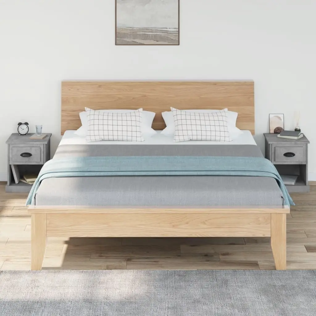 Bedside Cabinets 2 pcs Grey 39x39x47.5 cm Engineered Wood Nightstand Storage
