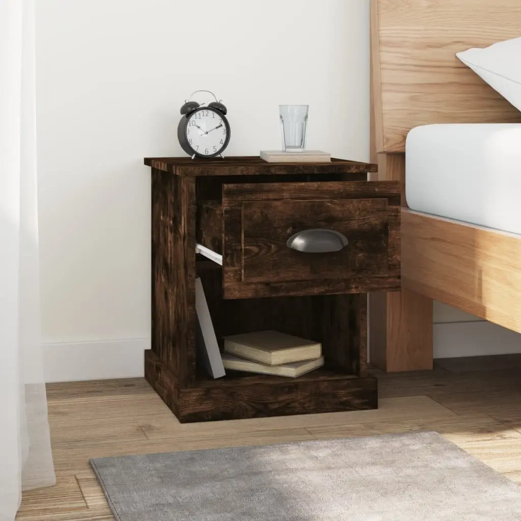Bedside Tables Smoked Oak 2pcs Nightstand Drawer Side Table 39 x 39 x 47.5 cm