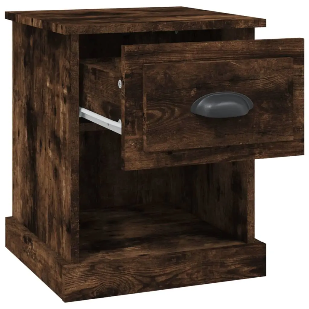 Bedside Tables Smoked Oak 2pcs Nightstand Drawer Side Table 39 x 39 x 47.5 cm
