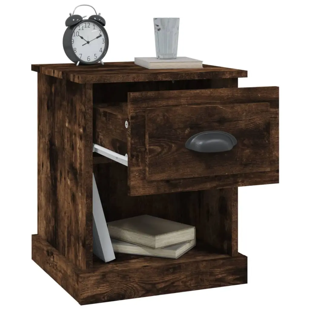 Bedside Tables Smoked Oak 2pcs Nightstand Drawer Side Table 39 x 39 x 47.5 cm