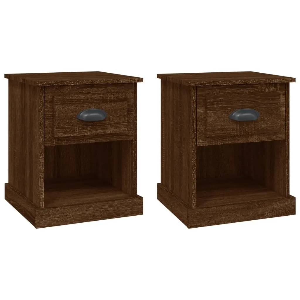 Bedside Cabinets 2 pcs Brown Oak Engineered Wood 39x39x47.5 cm Nightstand