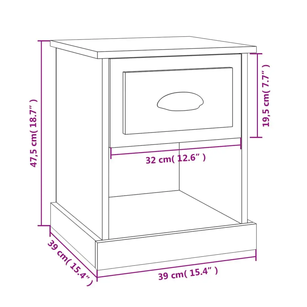 Bedside Cabinets 2 pcs Brown Oak Engineered Wood 39x39x47.5 cm Nightstand
