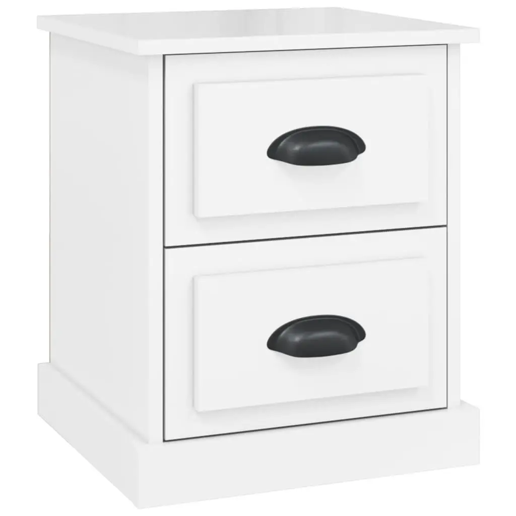 Bedside Cabinet White 2 Drawer Nightstand Storage Furniture 39W x 39D x 47.5H cm