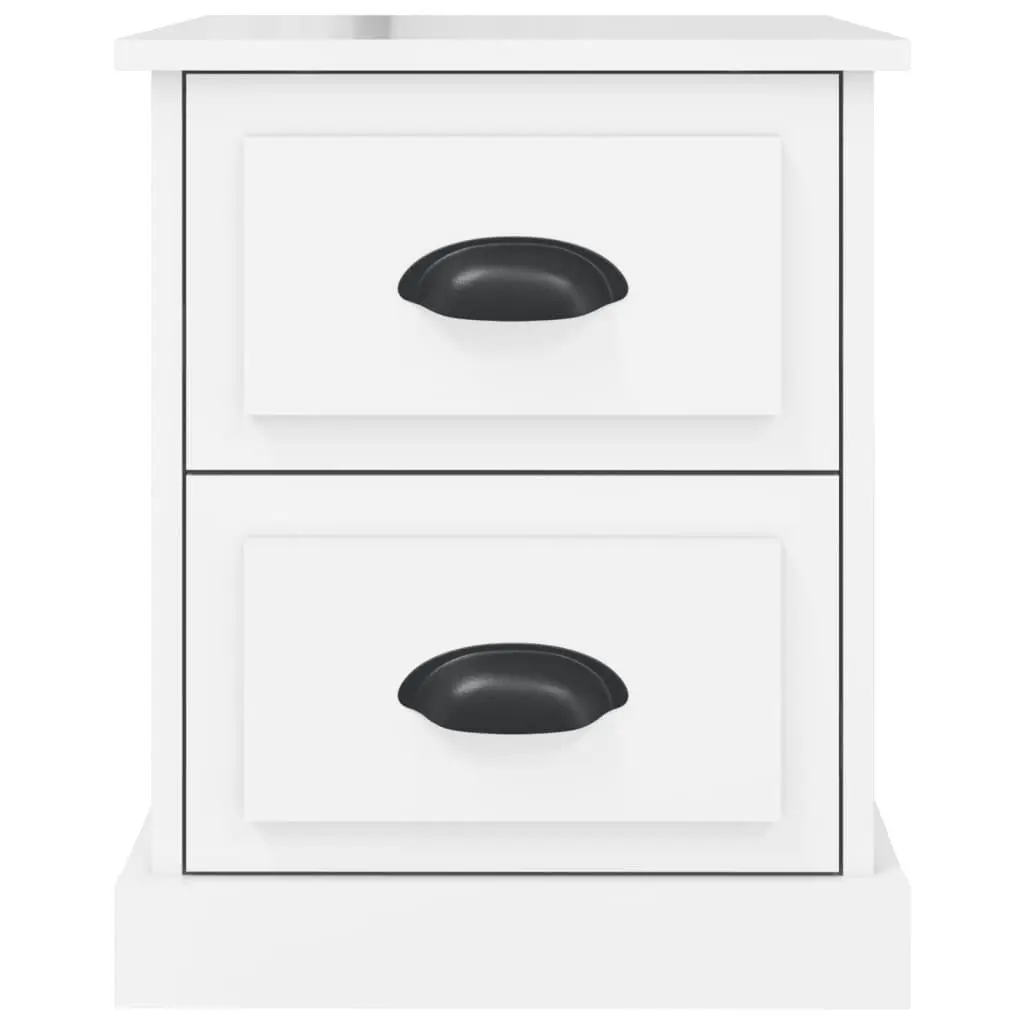 Bedside Cabinet White 2 Drawer Nightstand Storage Furniture 39W x 39D x 47.5H cm