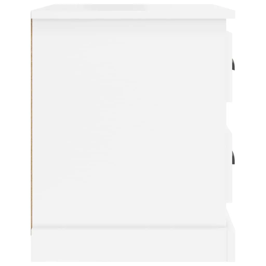 Bedside Cabinet White 2 Drawer Nightstand Storage Furniture 39W x 39D x 47.5H cm