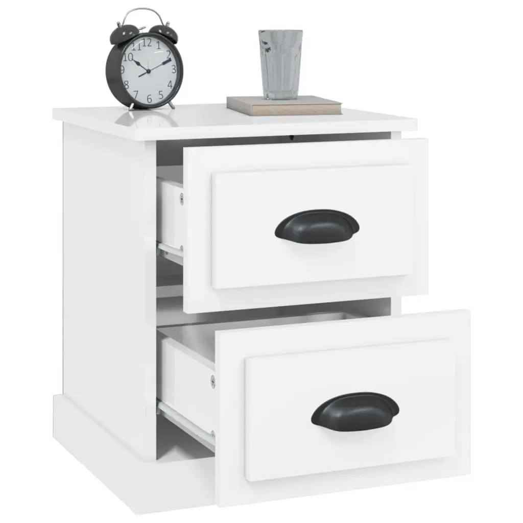 Bedside Cabinet White 2 Drawer Nightstand Storage Furniture 39W x 39D x 47.5H cm