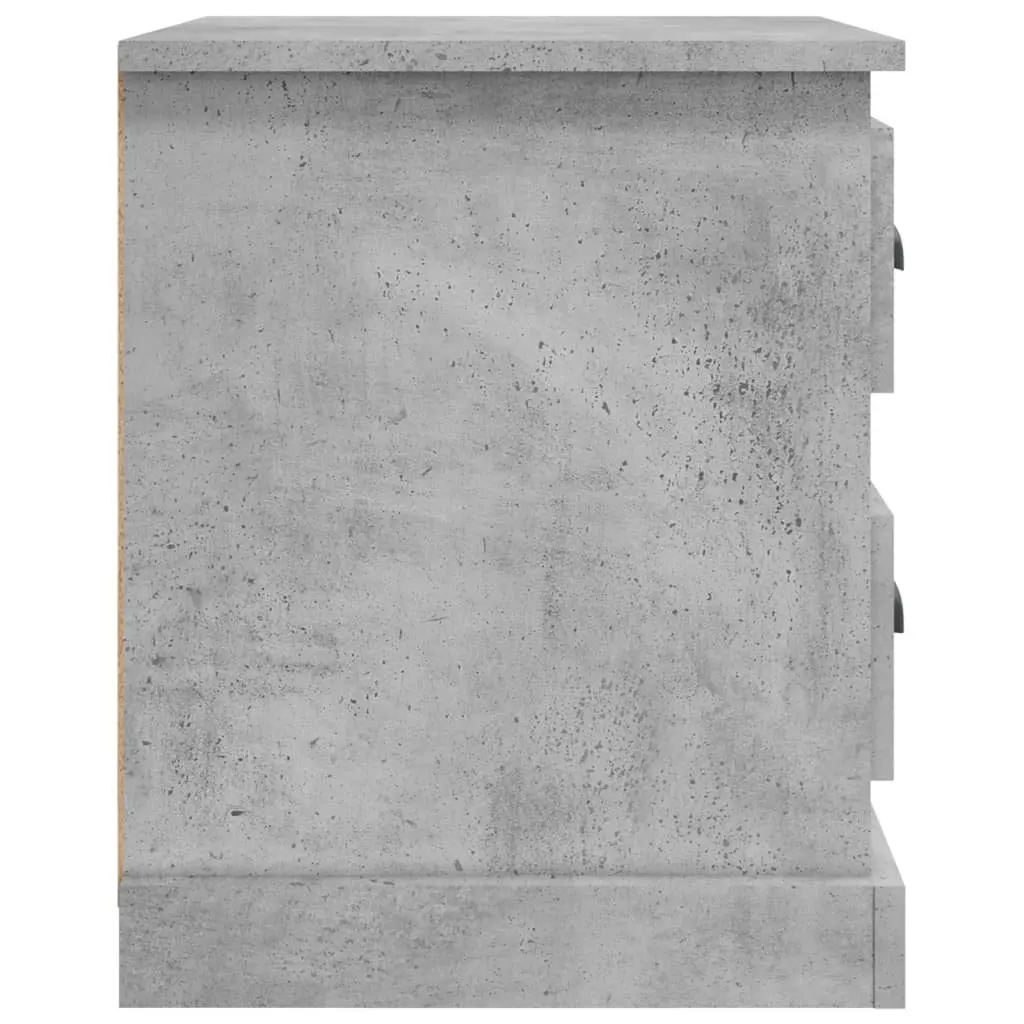 Grey Bedside Cabinet Engineered Wood 39x39x47.5 cm 2 Drawer Nightstand