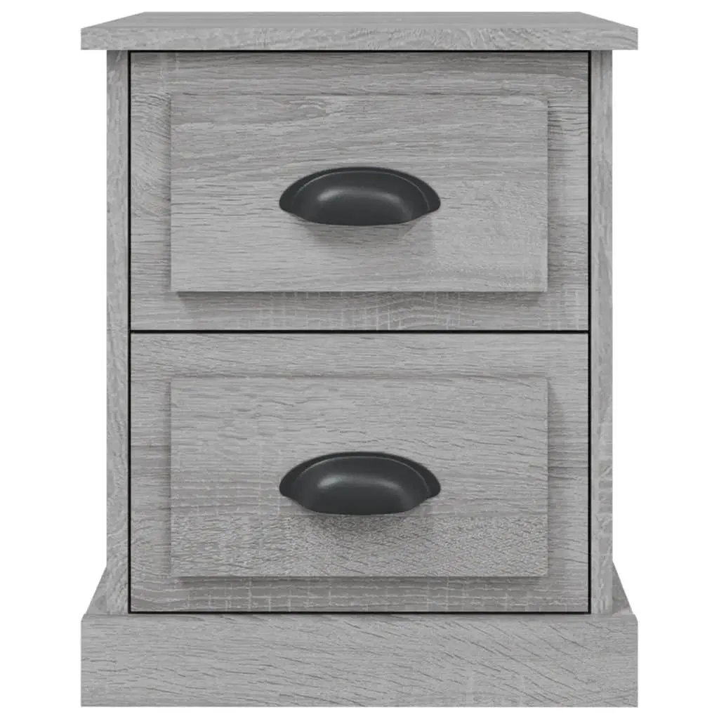 Bedside Cabinet 2 Drawer Nightstand Storage Grey 39x39x47.5cm