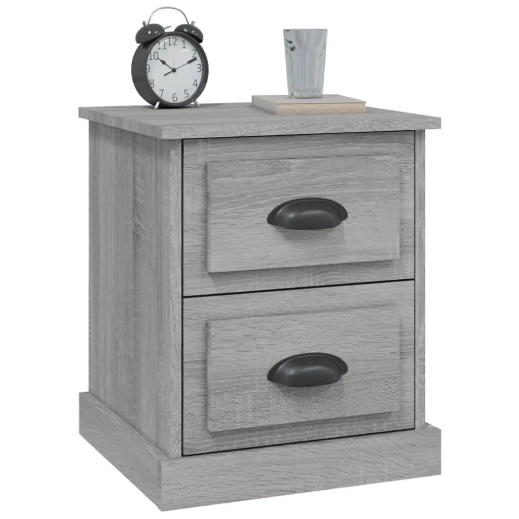 Bedside Cabinet 2 Drawer Nightstand Storage Grey 39x39x47.5cm