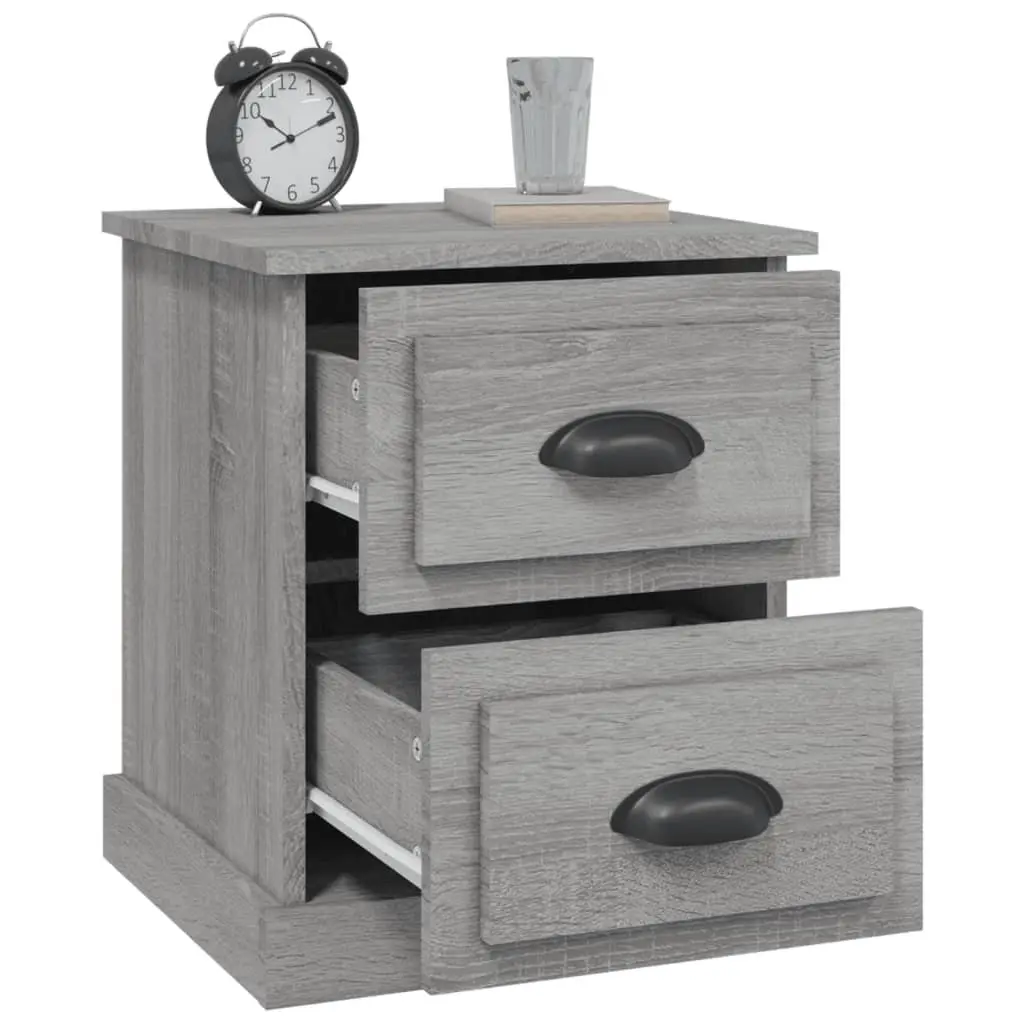 Bedside Cabinet 2 Drawer Nightstand Storage Grey 39x39x47.5cm