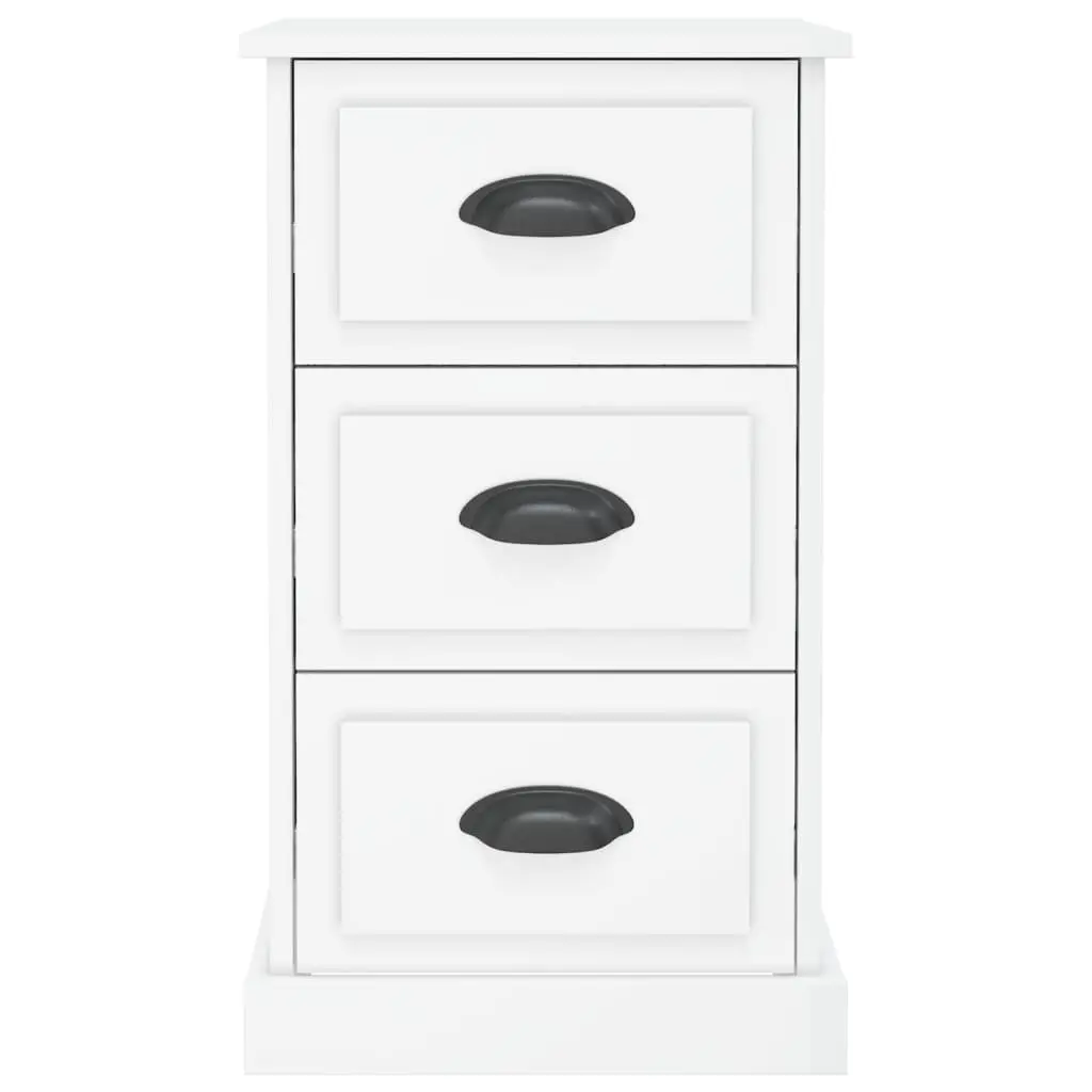 Bedside Cabinet White High Gloss 3 Drawer Nightstand Storage Table Engineered