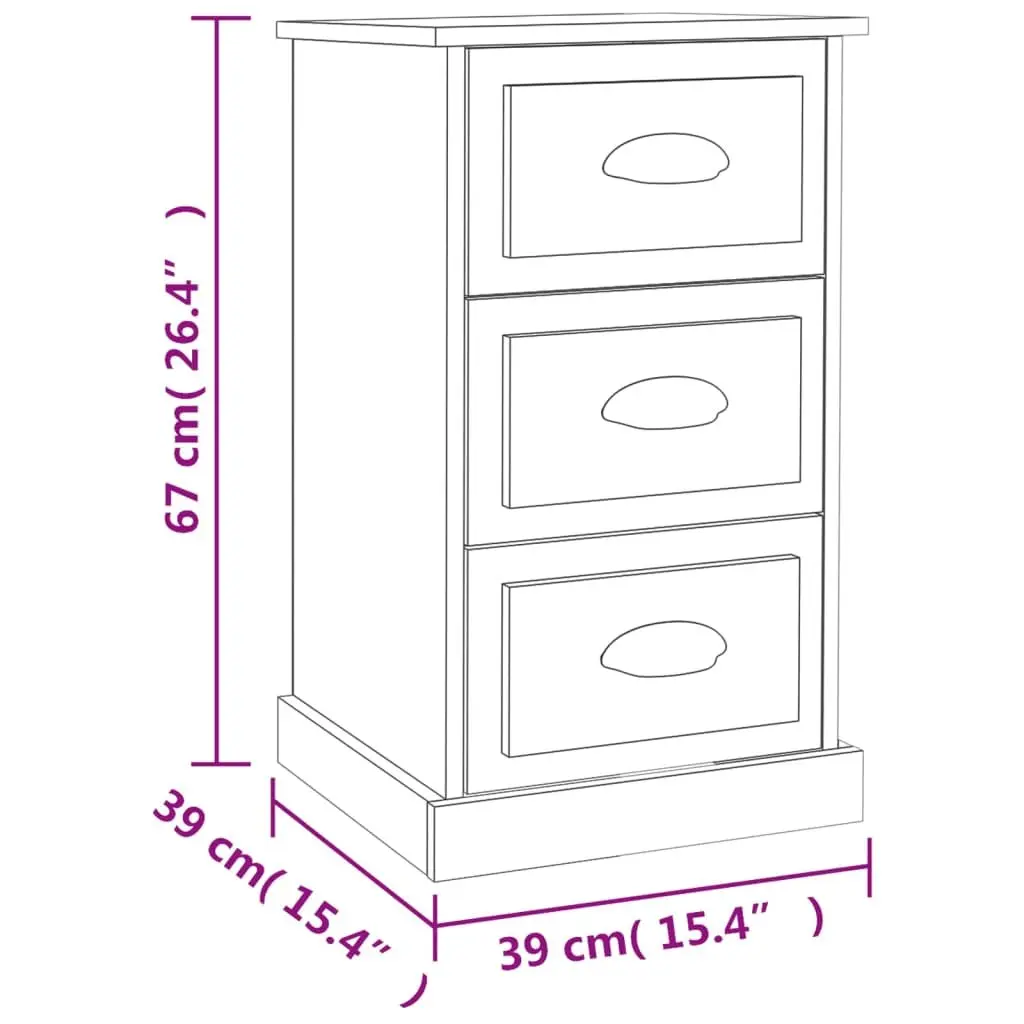 Bedside Cabinet White High Gloss 3 Drawer Nightstand Storage Table Engineered