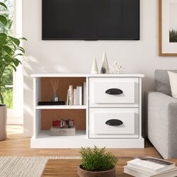 Welcoming White TV Cabinet with Storage Options