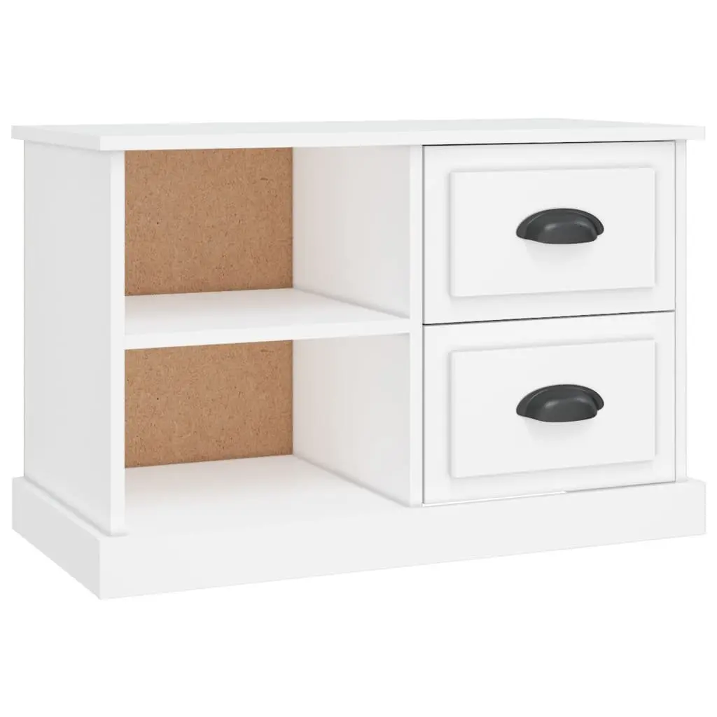 TV Cabinet White Engineered Wood with Drawers and Open Compartments 73 x 35.5 x 47.5 cm