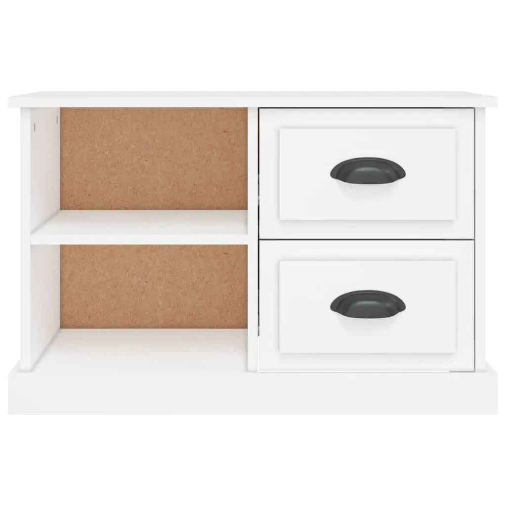 TV Cabinet White Engineered Wood with Drawers and Open Compartments 73 x 35.5 x 47.5 cm
