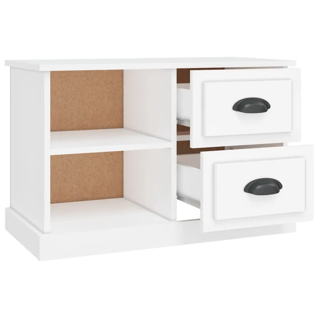 TV Cabinet White Engineered Wood with Drawers and Open Compartments 73 x 35.5 x 47.5 cm