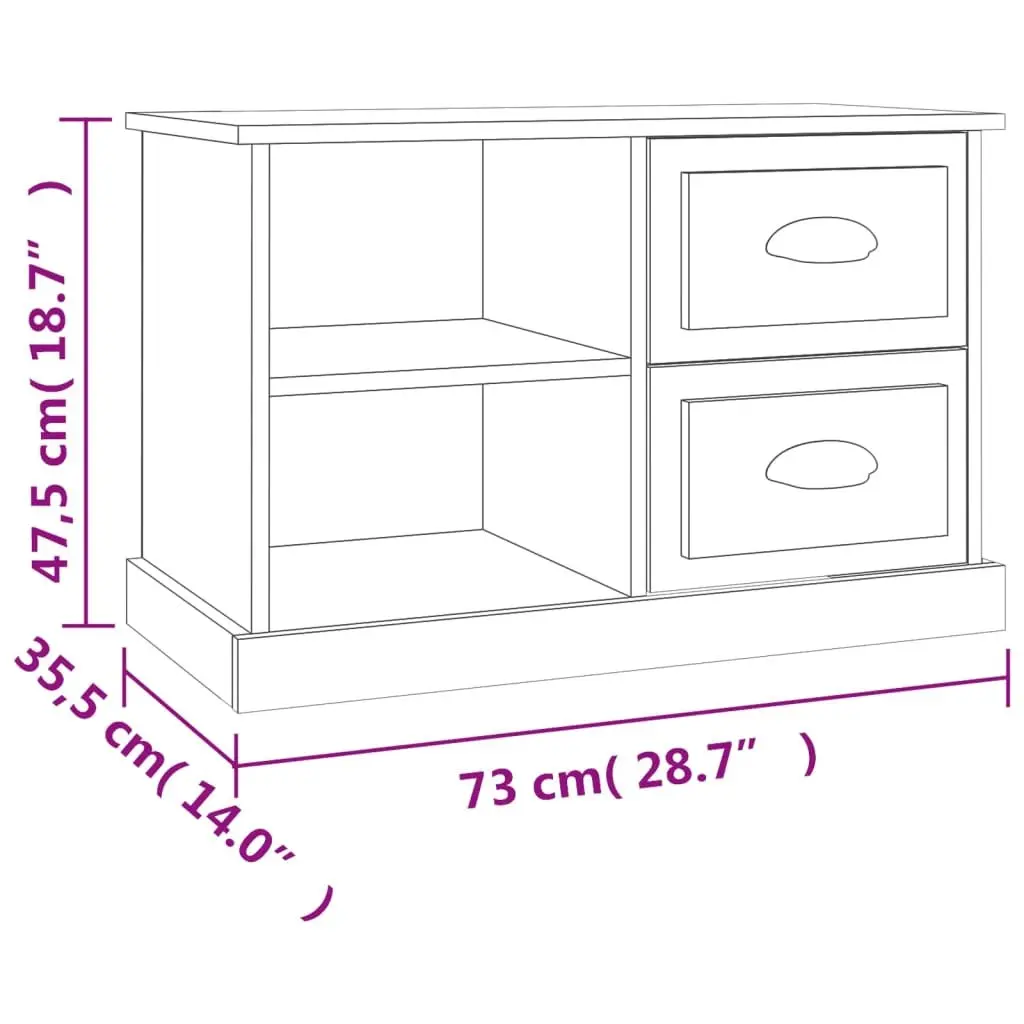 TV Cabinet White High Gloss Engineered Wood Furniture Storage Unit Drawers