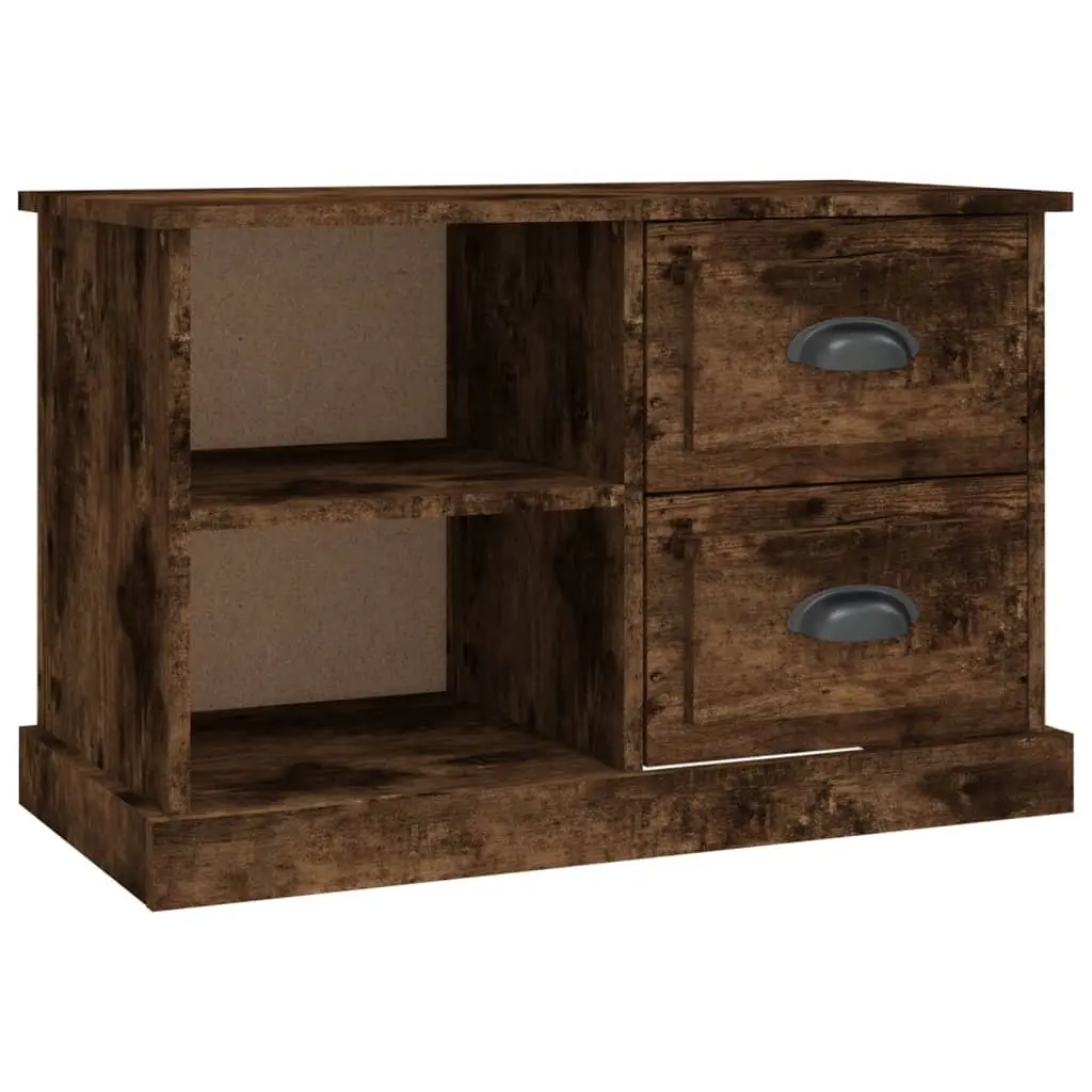 TV Cabinet Brown Smoked Oak Storage Unit 73 x 35.5 x 47.5 cm