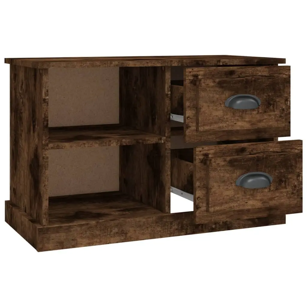 TV Cabinet Brown Smoked Oak Storage Unit 73 x 35.5 x 47.5 cm