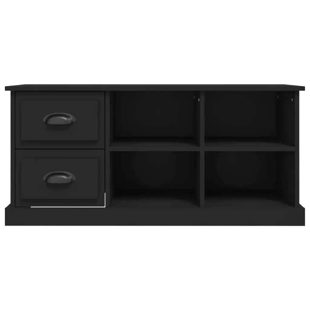 TV Cabinet Black Engineered Wood 102x35.5x47.5 cm with Drawers and Open Compartments
