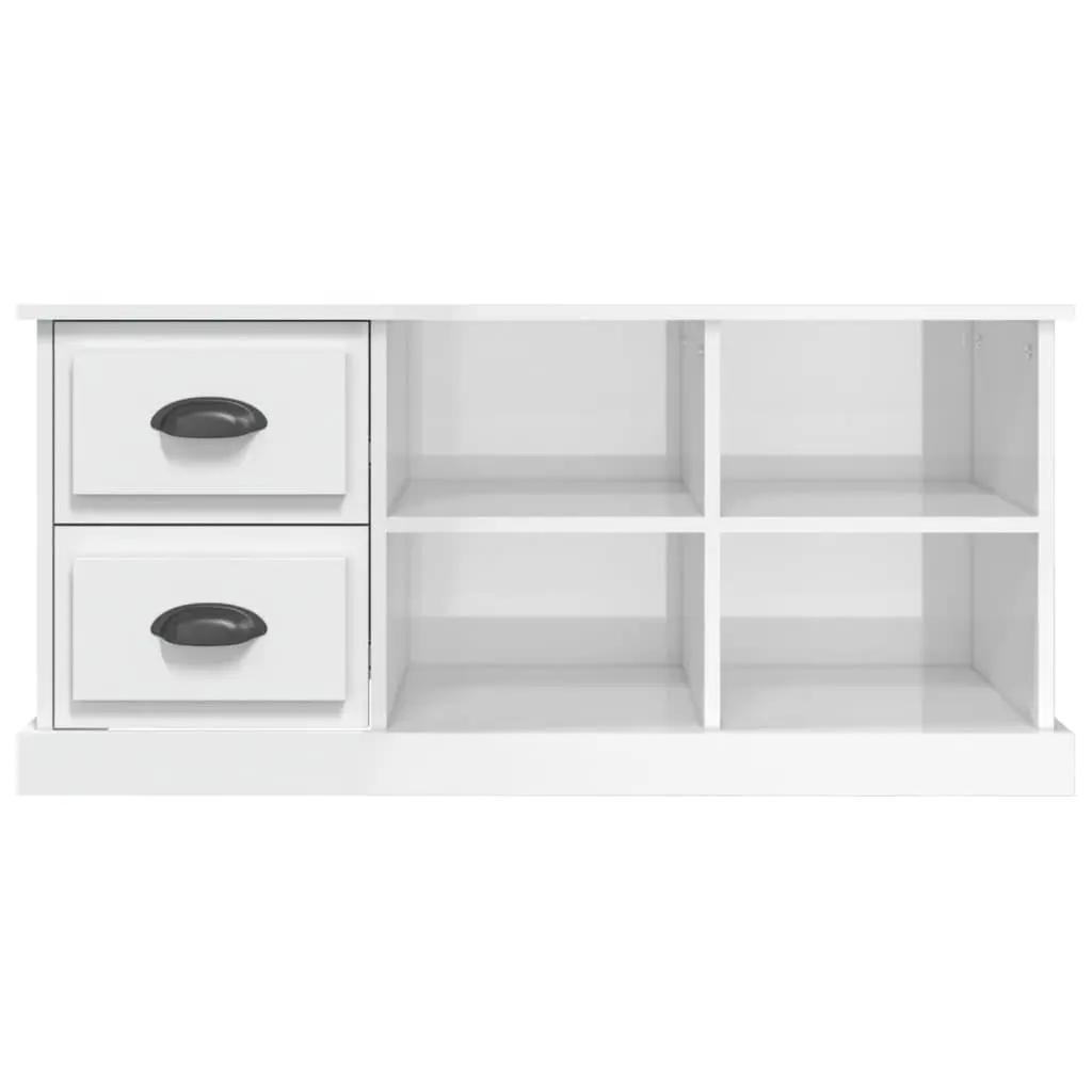 High Gloss White TV Cabinet with 2 Drawers