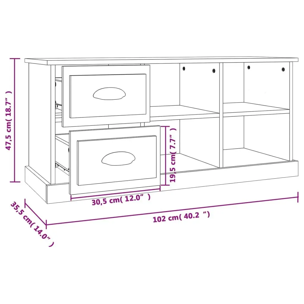 High Gloss White TV Cabinet with 2 Drawers