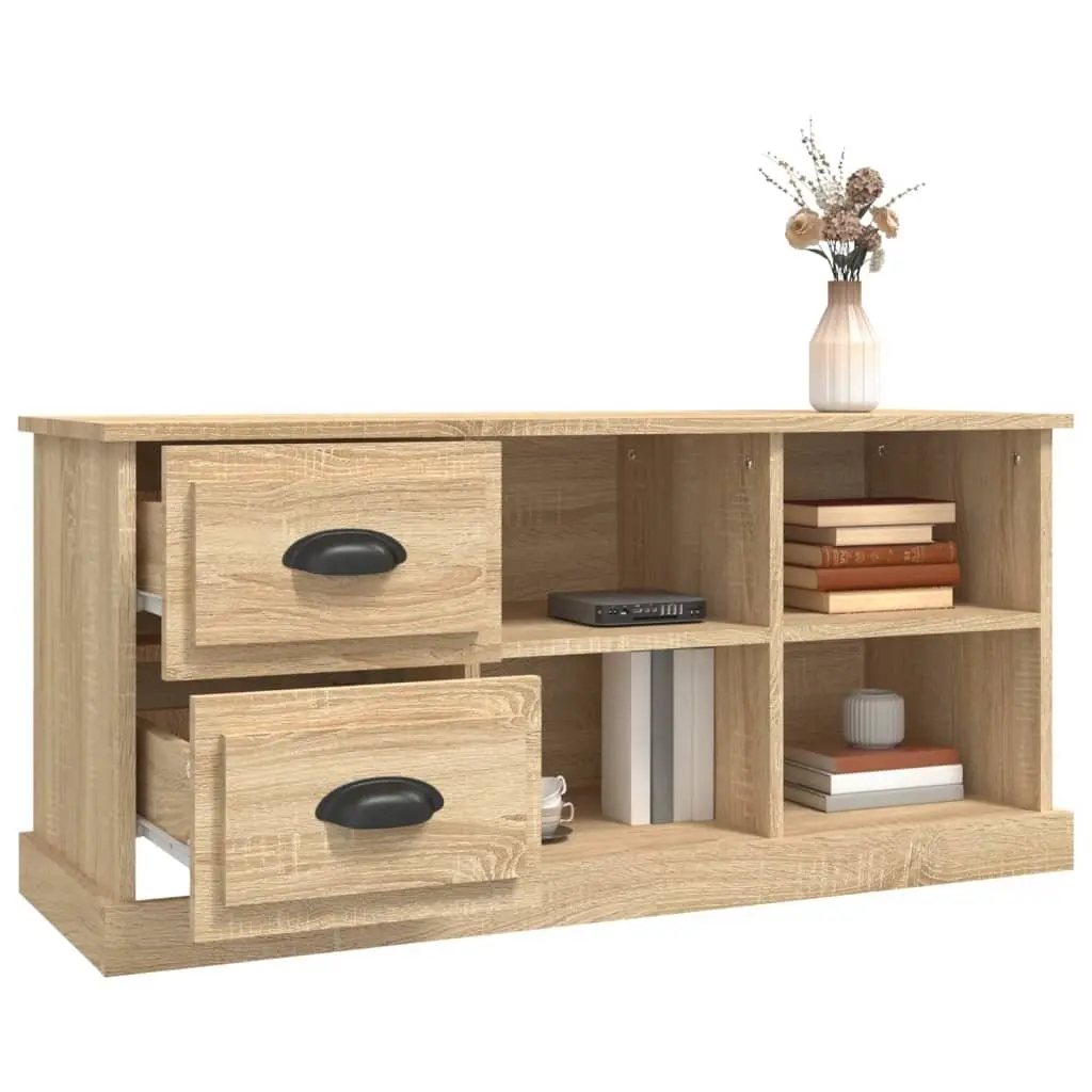 TV Cabinet Brown Engineered Wood Storage Unit with Drawers and Open Compartments