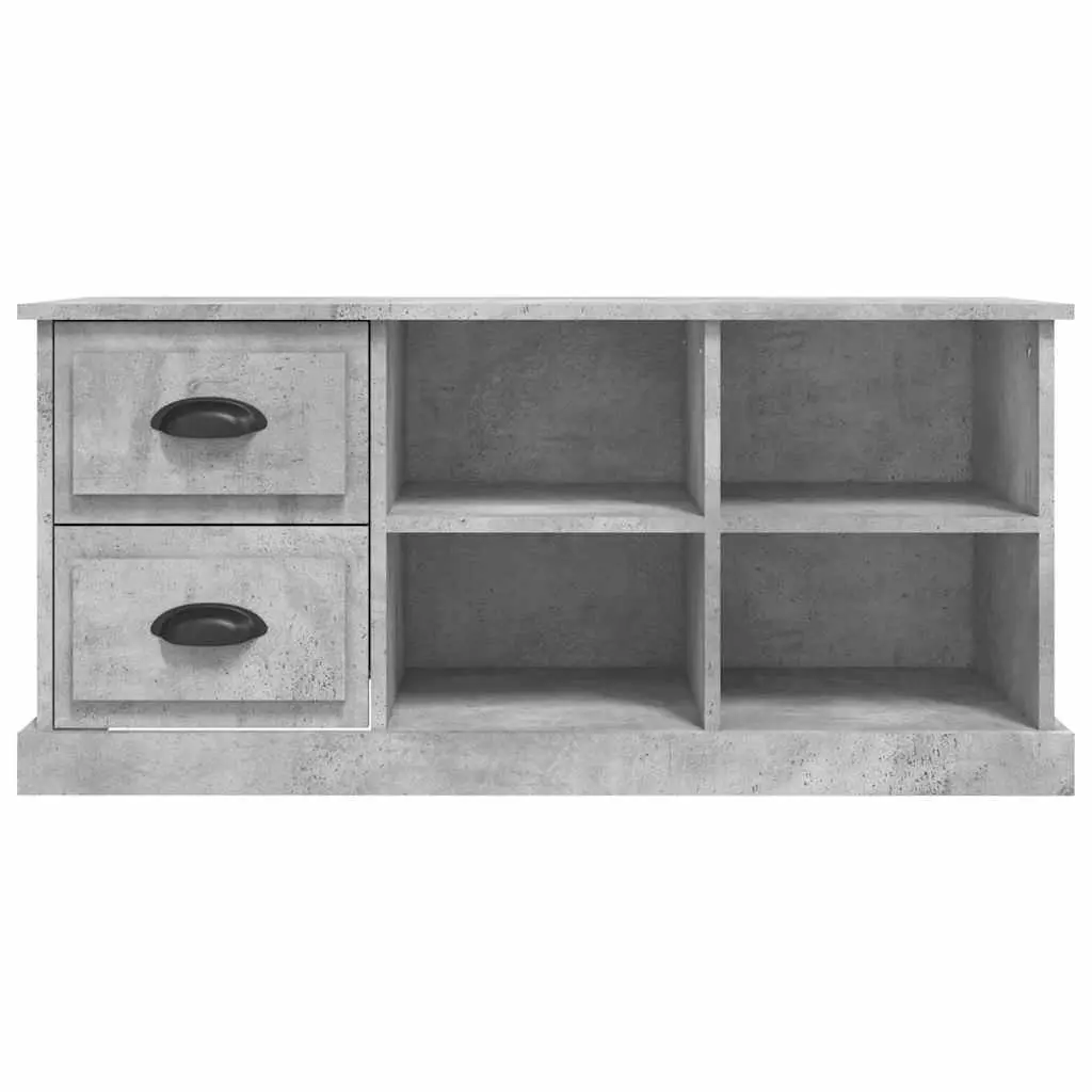 TV Cabinet Grey Engineered Wood 102x35.5x47.5cm Storage Unit 2 Drawers 4 Compartments