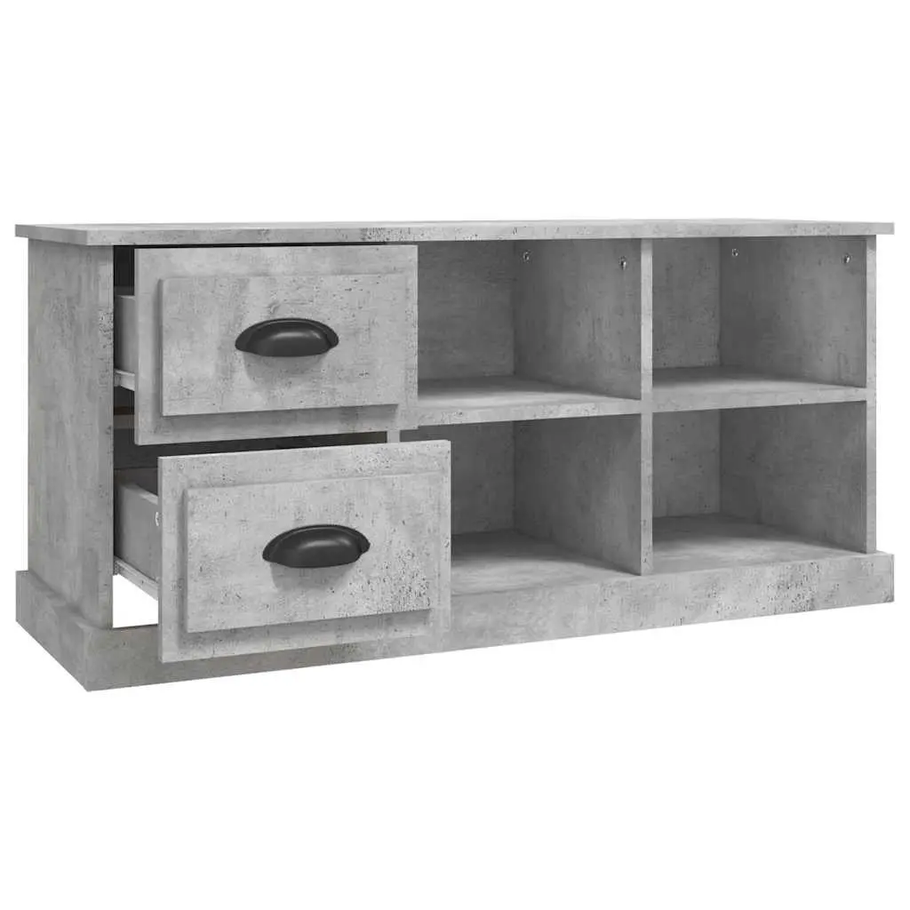 TV Cabinet Grey Engineered Wood 102x35.5x47.5cm Storage Unit 2 Drawers 4 Compartments
