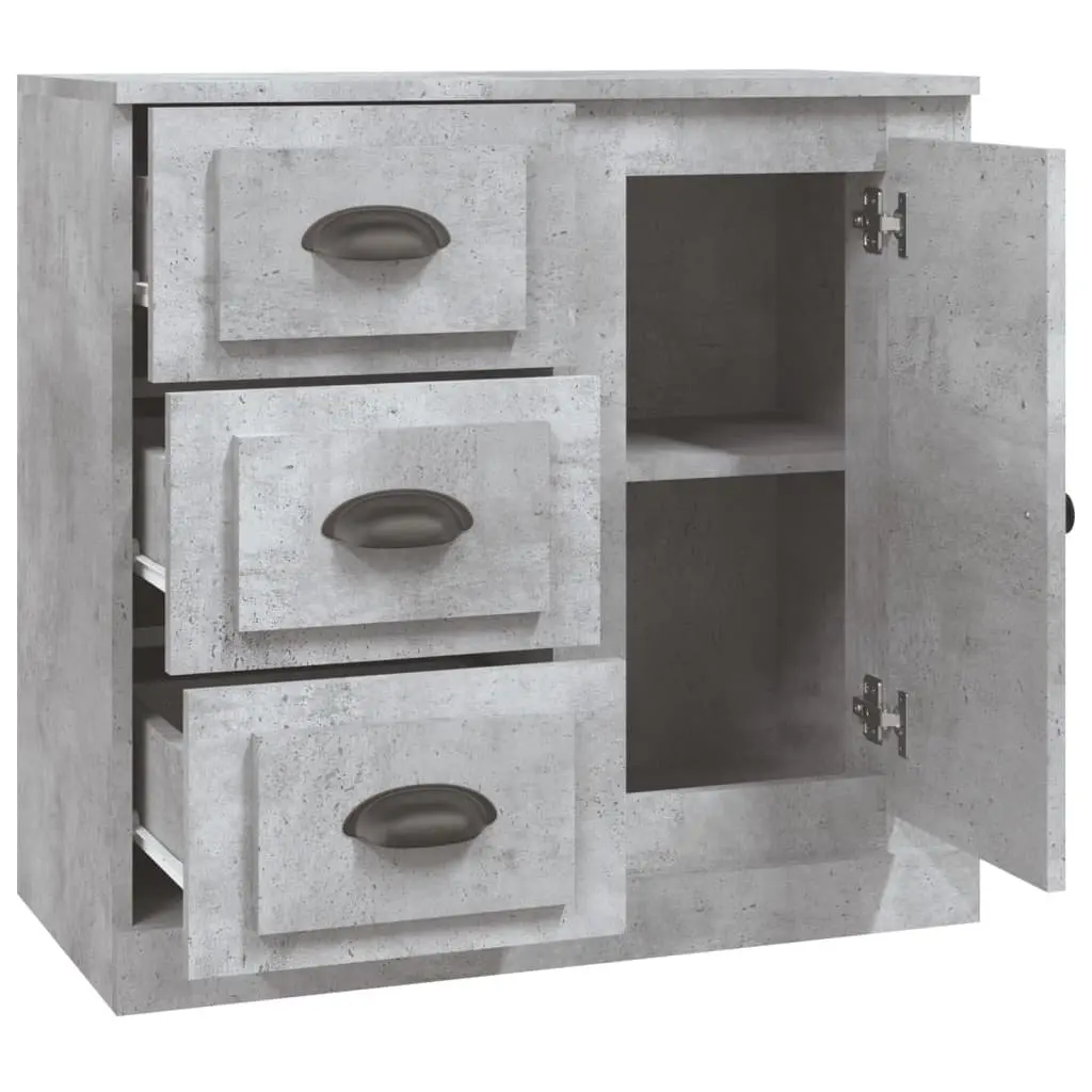 Grey Sideboard Storage Cabinet Engineered Wood Buffet Display Unit 70 x 35.5 x 67.5 cm