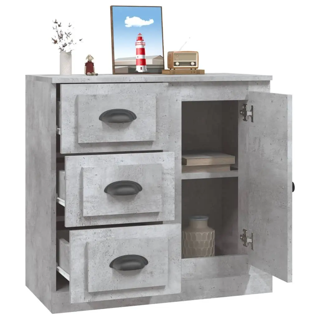 Grey Sideboard Storage Cabinet Engineered Wood Buffet Display Unit 70 x 35.5 x 67.5 cm