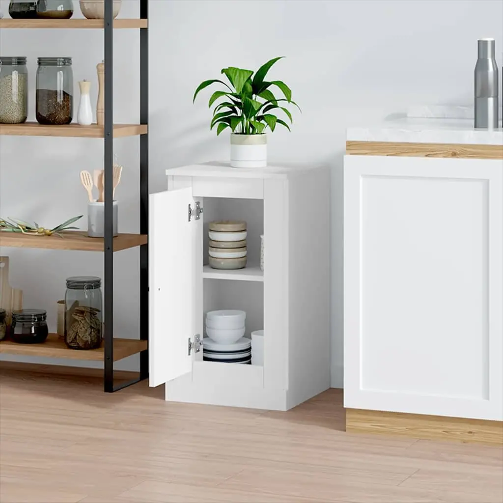 White Sideboard Storage Cabinet Engineered Wood 37.5W x 35.5D x 67.5H cm