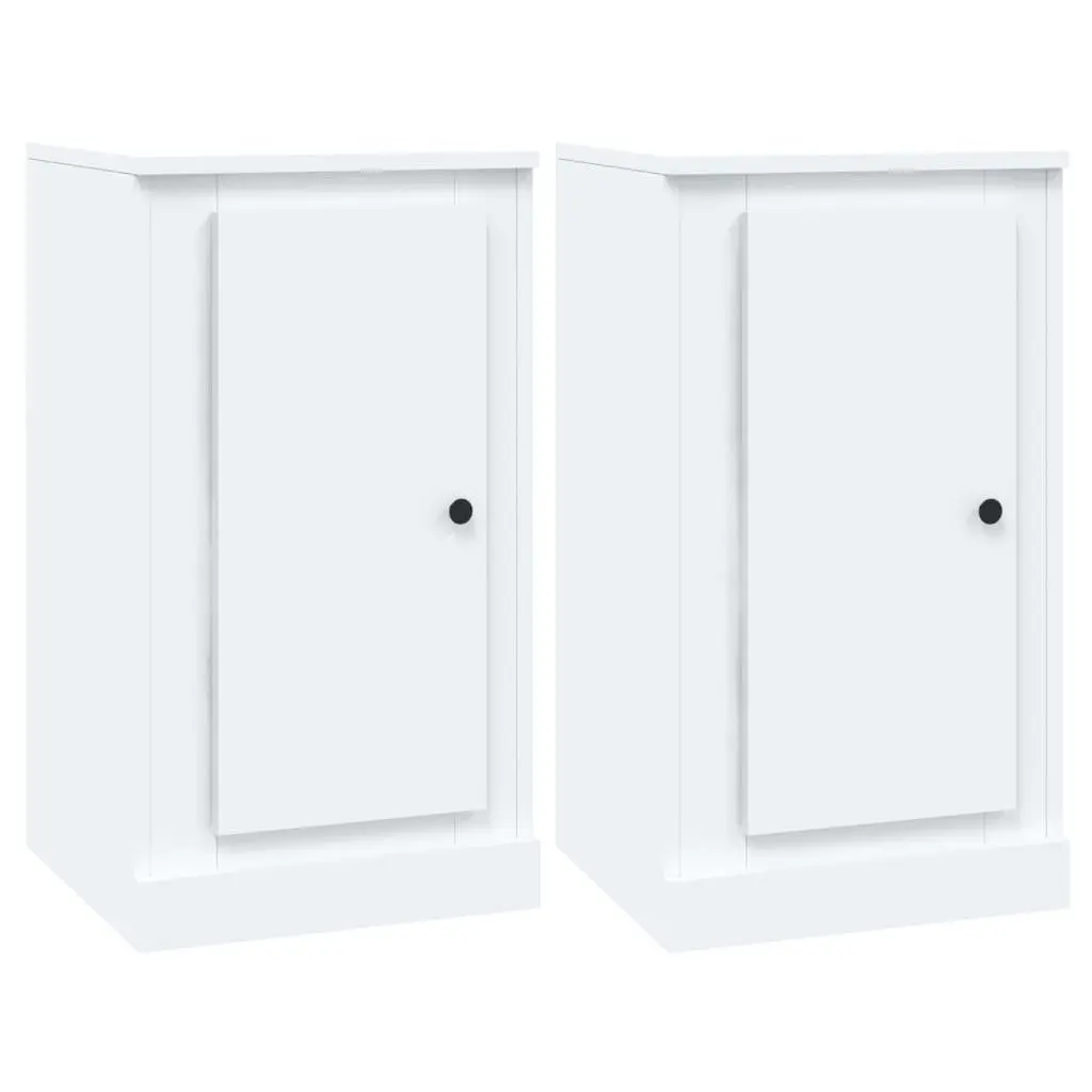 Sideboards White Storage Cabinet 2 pcs Engineered Wood Home Furniture