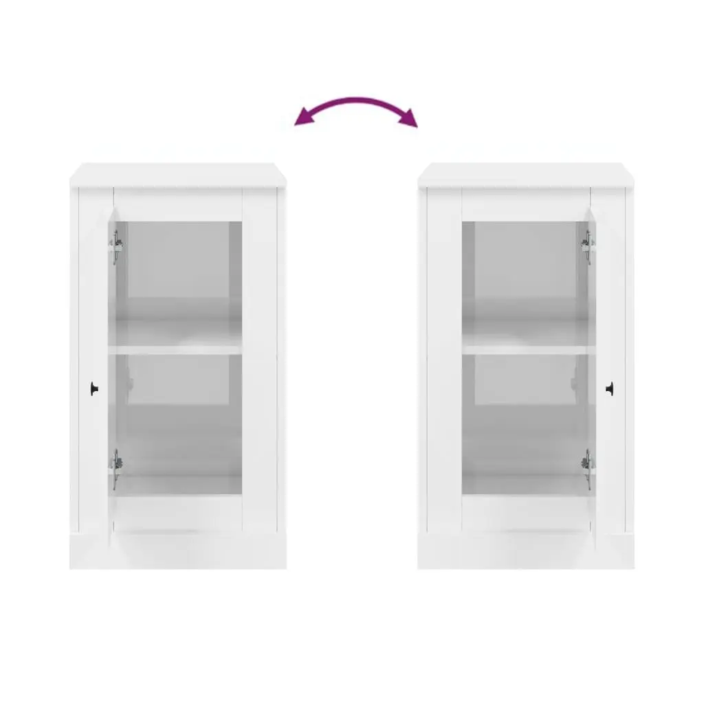 Engineered Wood Sideboard High Gloss White Storage Cabinet 37.5W x 35.5D x 67.5H cm