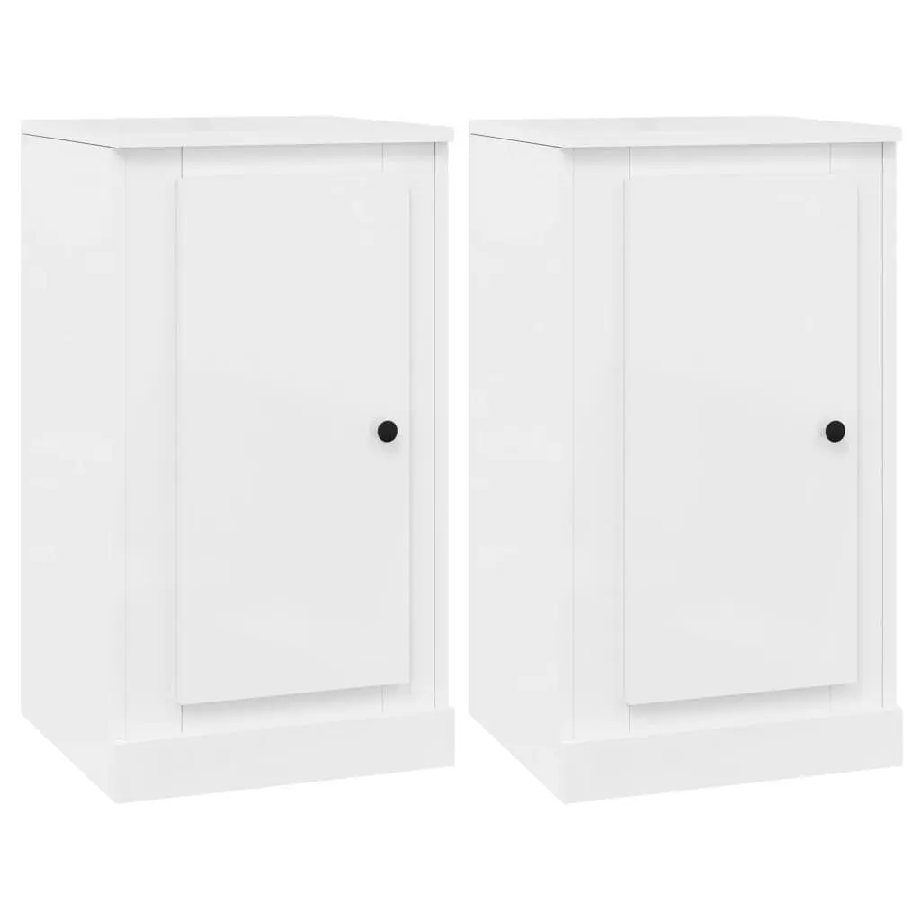 Sideboards High Gloss White Storage Cabinet 2 pcs Engineered Wood