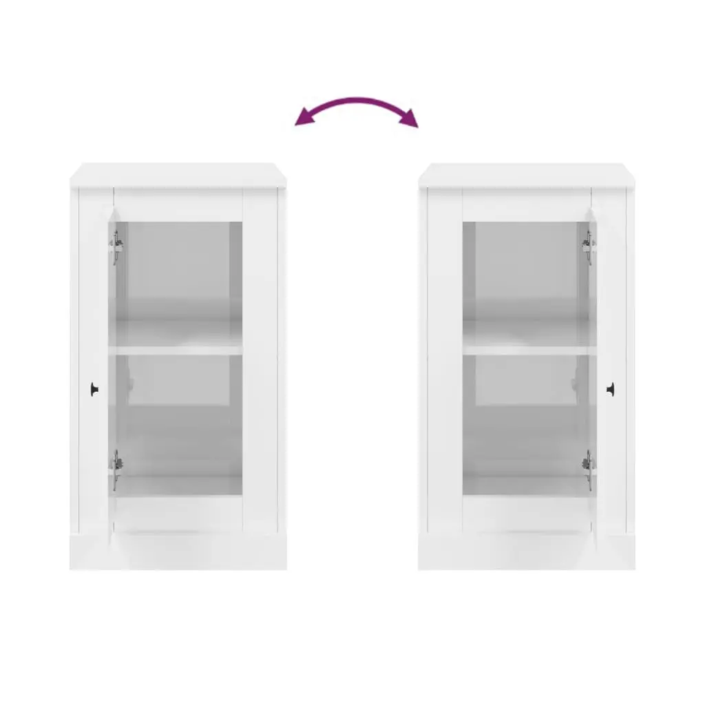 Sideboards High Gloss White Storage Cabinet 2 pcs Engineered Wood