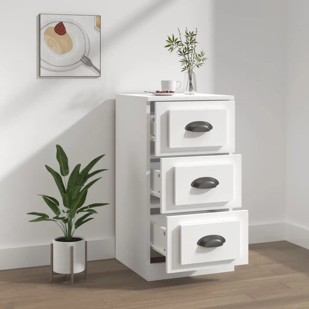 White Sideboard Cabinet Storage Furniture Engineered Wood Buffet Display Unit