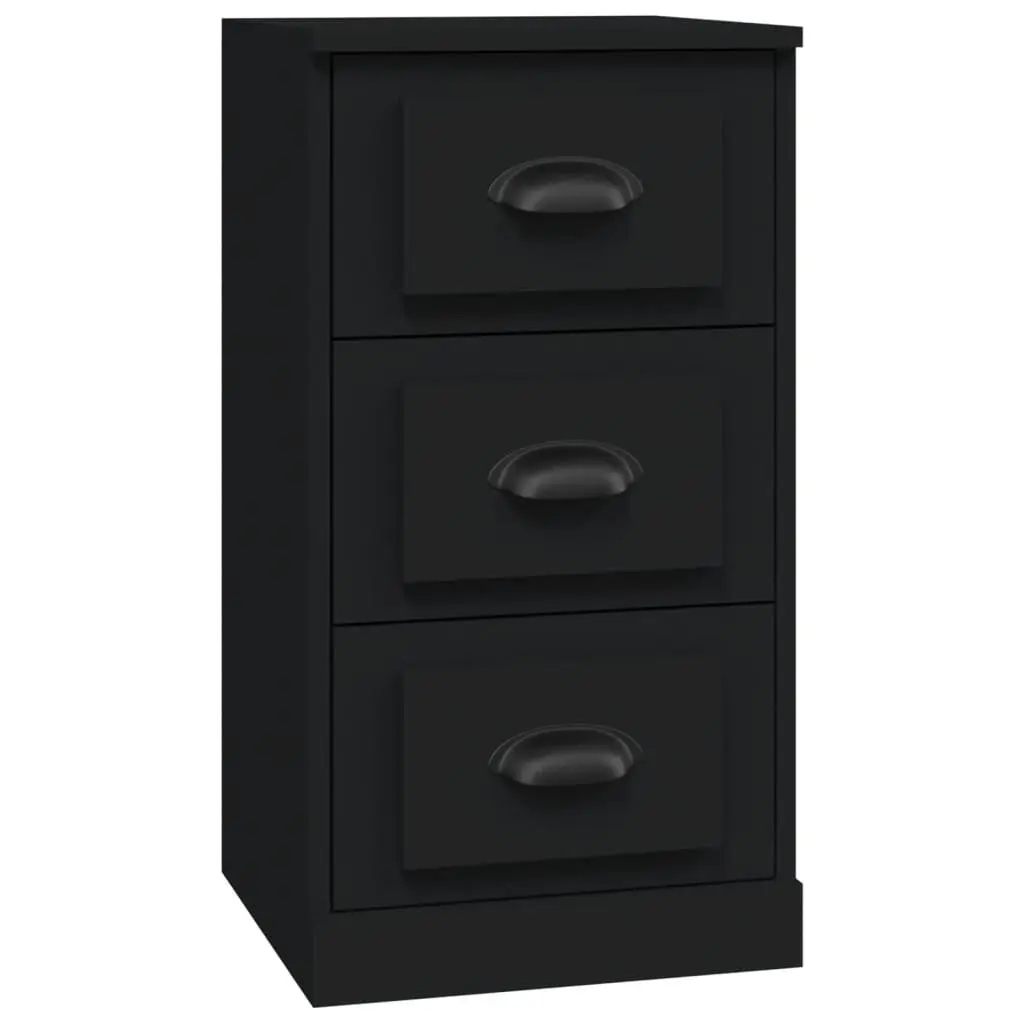 Black Sideboard Storage Cabinet Engineered Wood 36 x 35.5 x 67.5 cm
