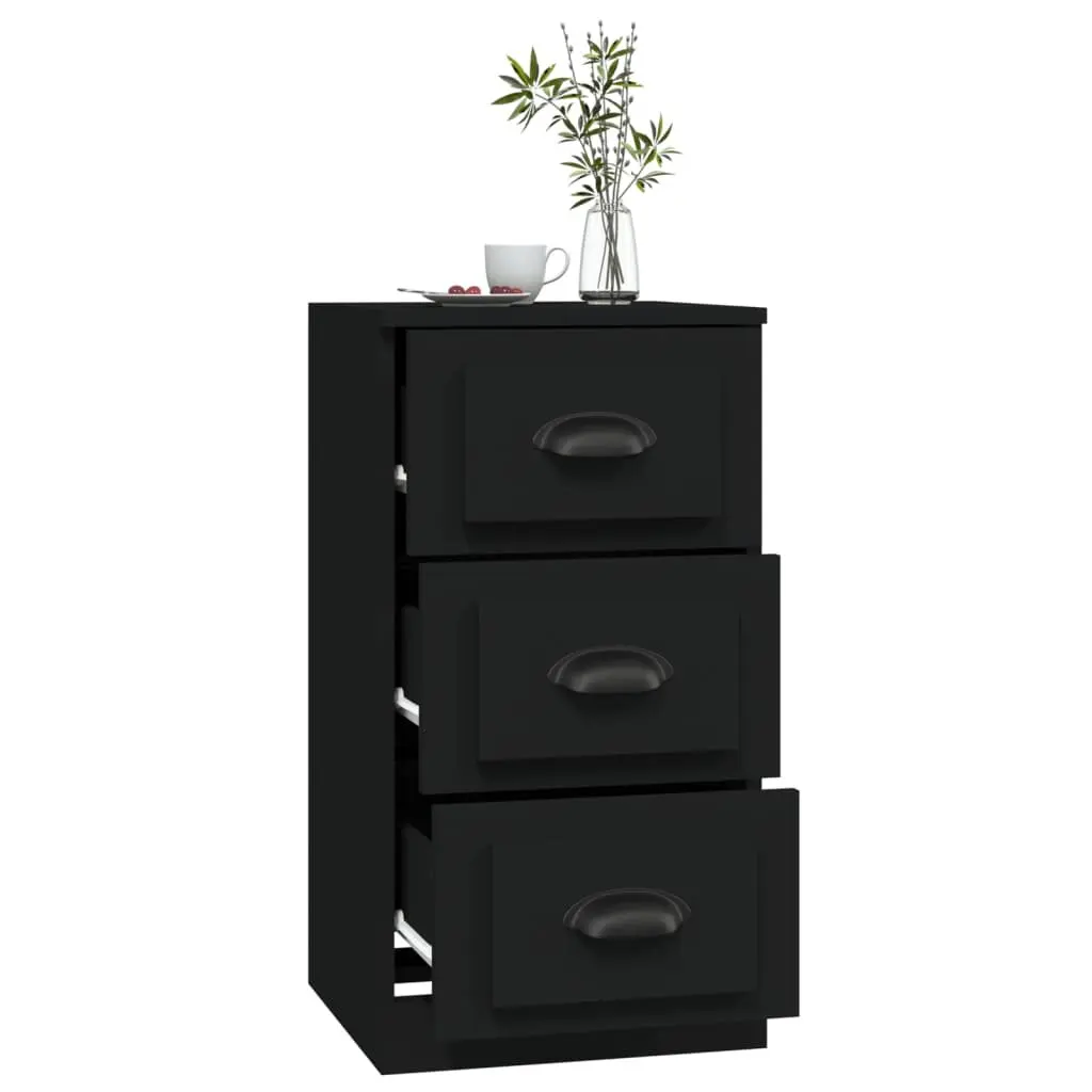 Black Sideboard Storage Cabinet Engineered Wood 36 x 35.5 x 67.5 cm