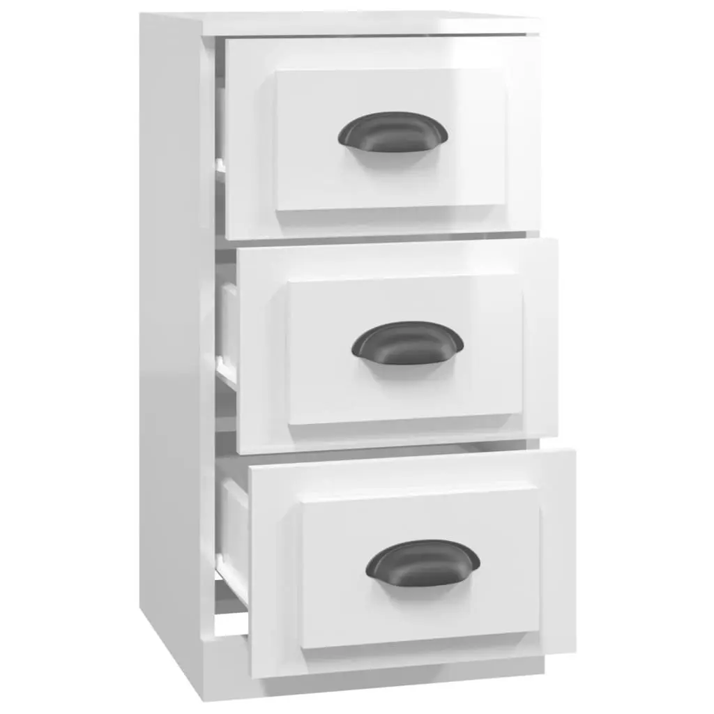 Sideboard High Gloss White Engineered Wood Storage Buffet 36W x 35.5D x 67.5H cm