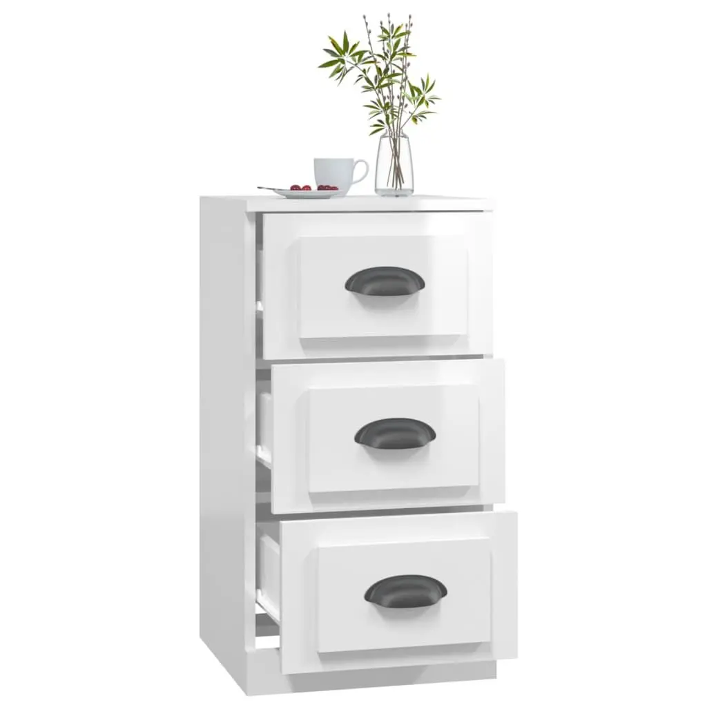 Sideboard High Gloss White Engineered Wood Storage Buffet 36W x 35.5D x 67.5H cm