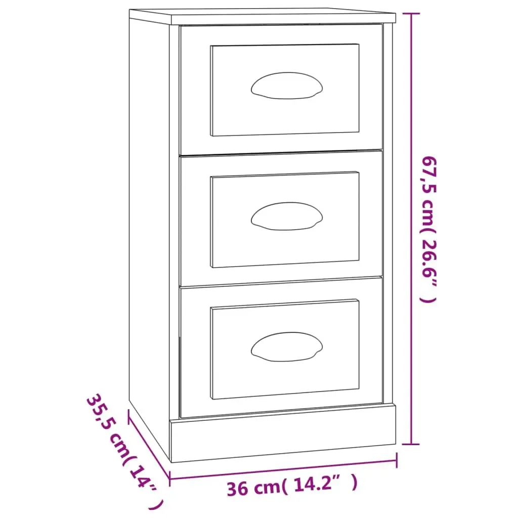 Sideboard Brown Engineered Wood Storage Cabinet Display Furniture 36x35.5x67.5cm