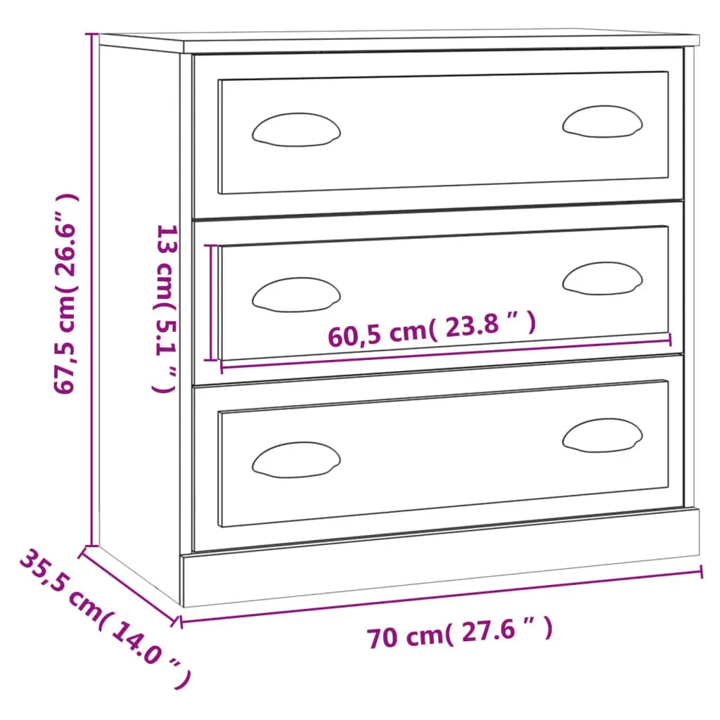 Black Sideboard Cabinet Storage Buffet Cupboard Engineered Wood Furniture