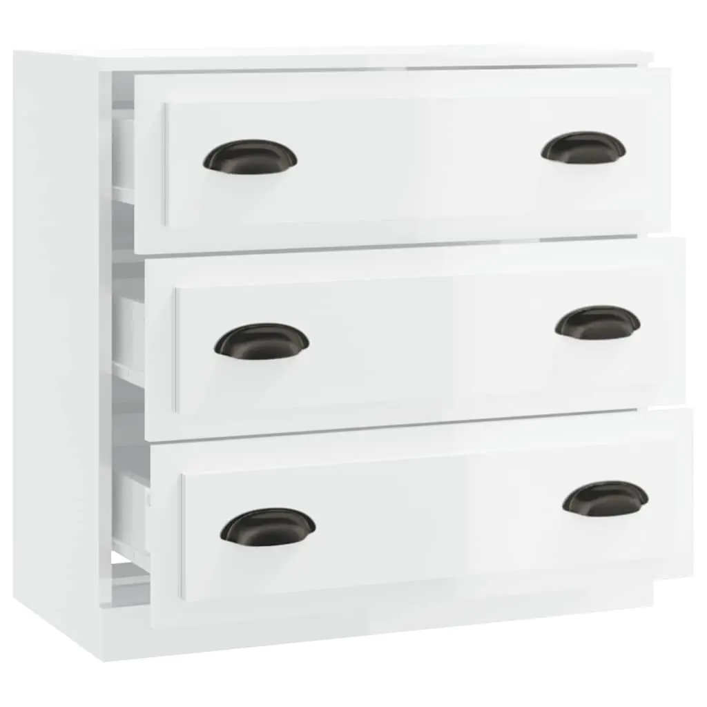 White Sideboard Cabinet Storage Buffet High Gloss Engineered Wood Furniture