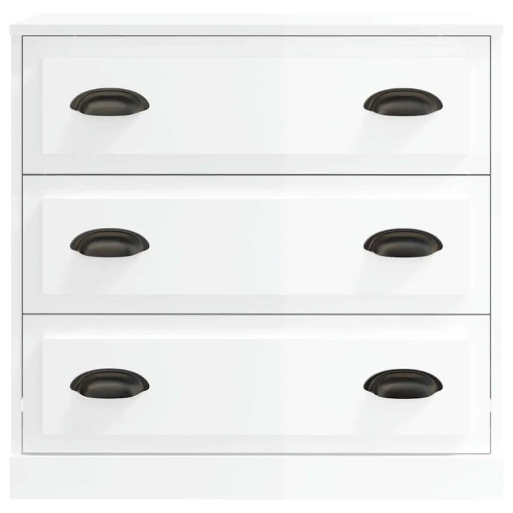 White Sideboard Cabinet Storage Buffet High Gloss Engineered Wood Furniture