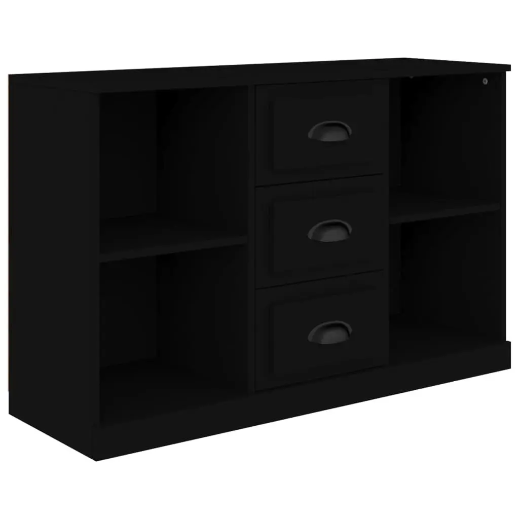 Black Sideboard Cabinet Engineered Wood Storage Furniture 1045 x 355 x 675 mm