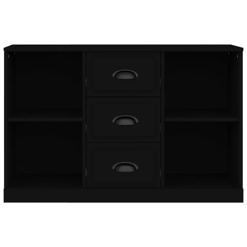 Black Sideboard Cabinet Engineered Wood Storage Furniture 1045 x 355 x 675 mm