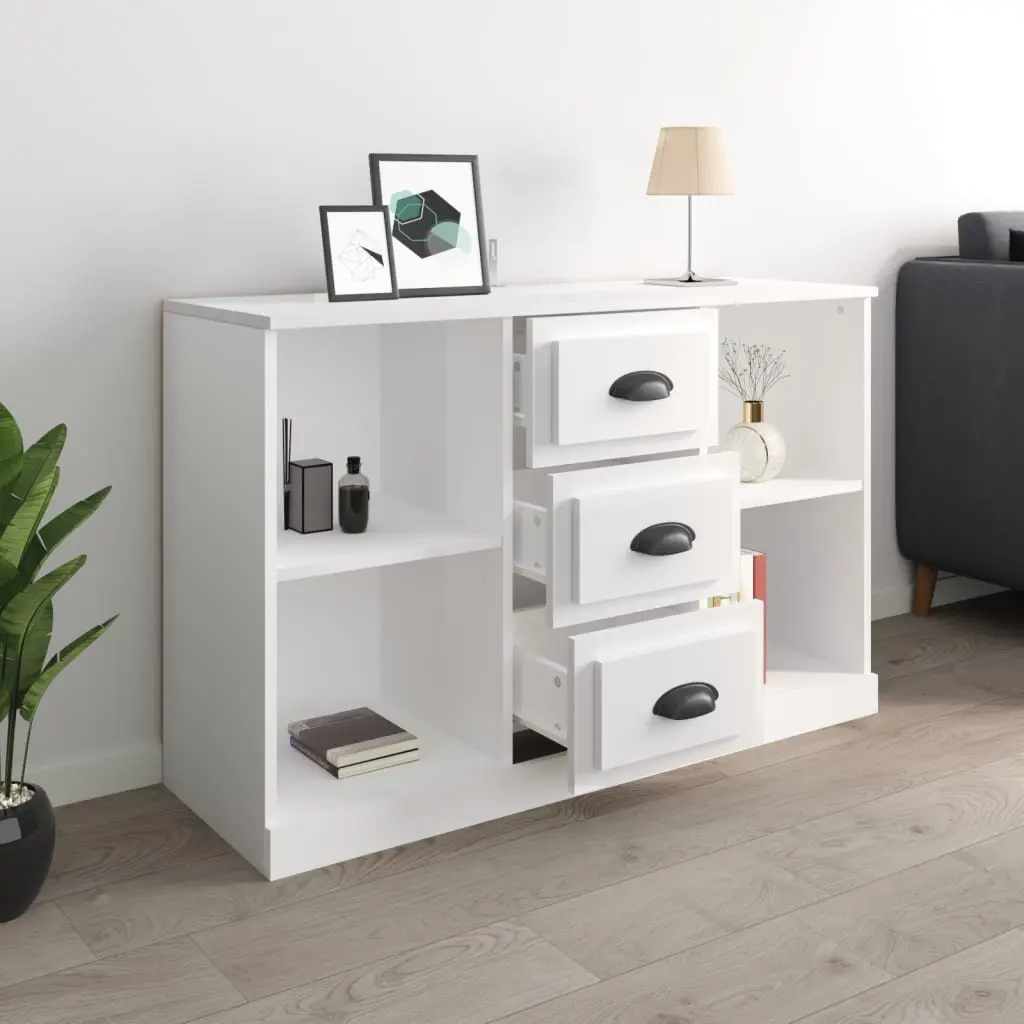 Sideboard High Gloss White Engineered Wood Storage Cabinet 104.5W x 35.5D x 67.5H cm