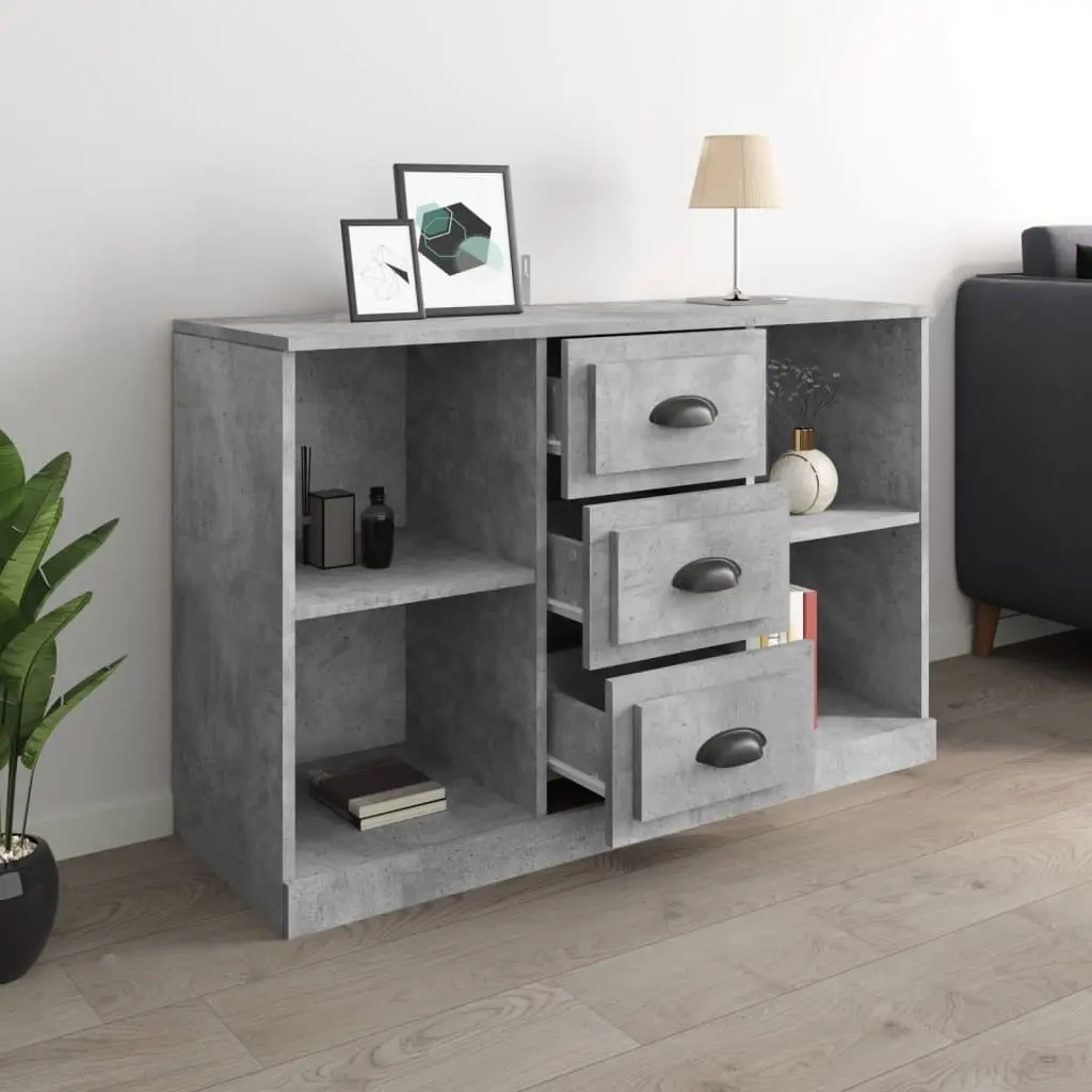 Grey Sideboard Storage Cabinet Engineered Wood Buffet Console Table Furniture